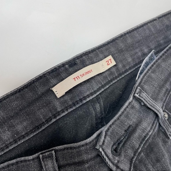 Levi’s 711 Skinny Black High Rise Stretchy Jeans Size 27 - Picture 2 of 11